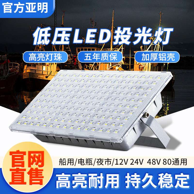 亚明12V24V36V48V低压LED投光灯船用电瓶夜市摆地摊蚂蚁照明射灯