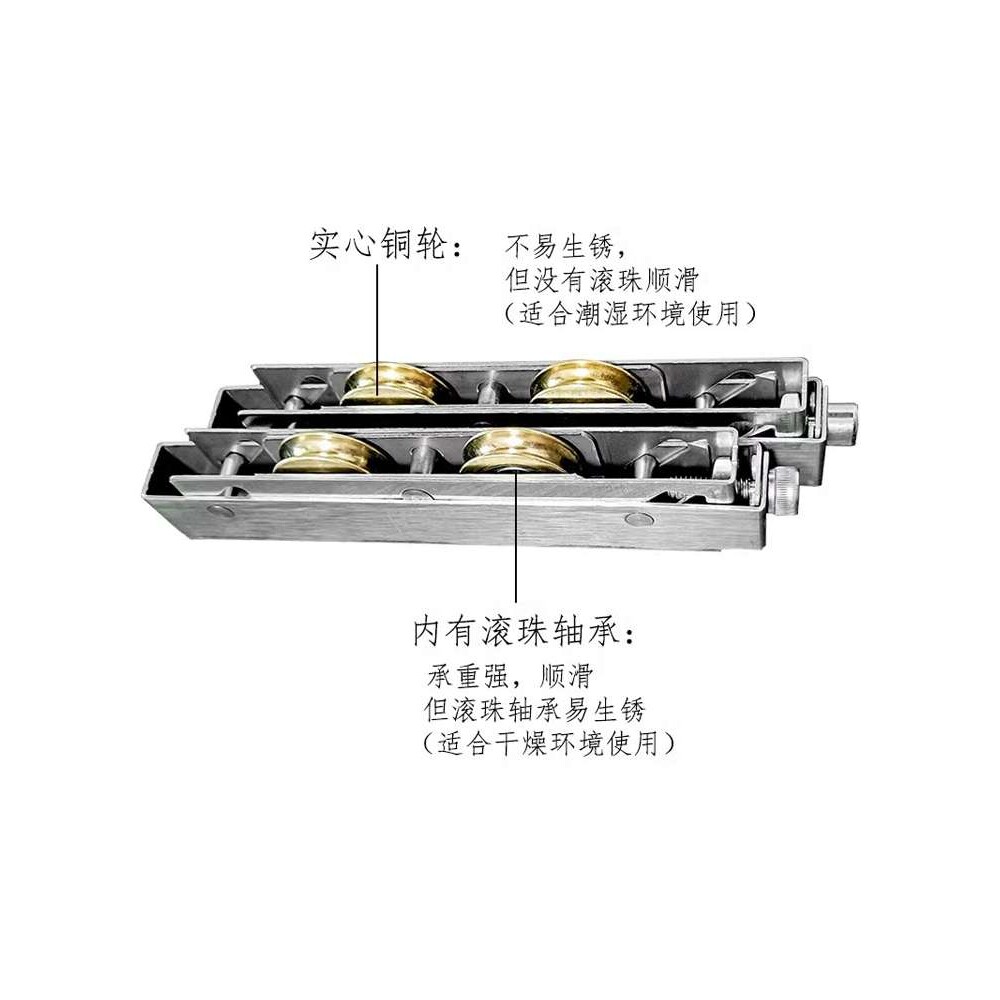 重型推拉门滑轮断桥铝阳台移门不锈钢双铜轮子隔断门条形滚轮配件