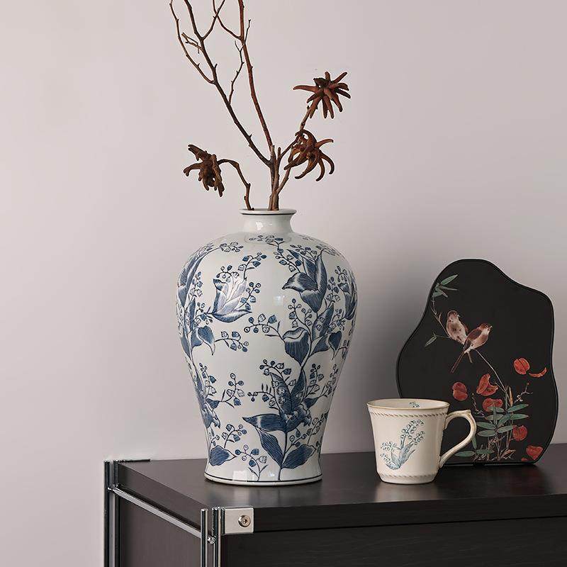 贝汉美新中式复古景德镇青花瓷花瓶花器摆件玄关客厅书房插花装饰,电子元器件市场,其它元器件,淘宝优惠券,粉丝福利购,淘宝优惠卷