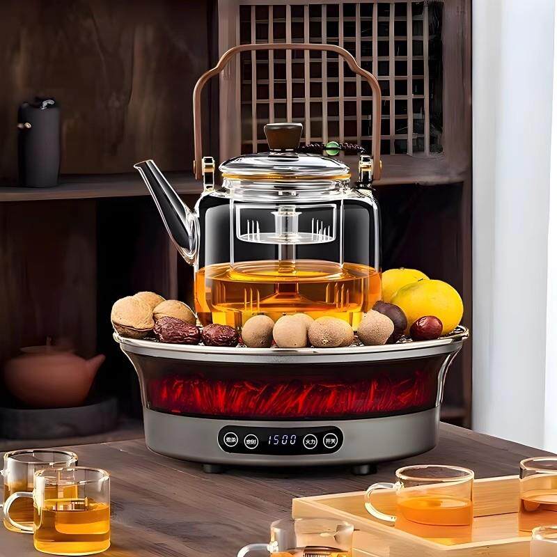 围炉煮茶烤火炉2025新款电陶炉煮茶器具全套家用室内玻璃茶壶套装