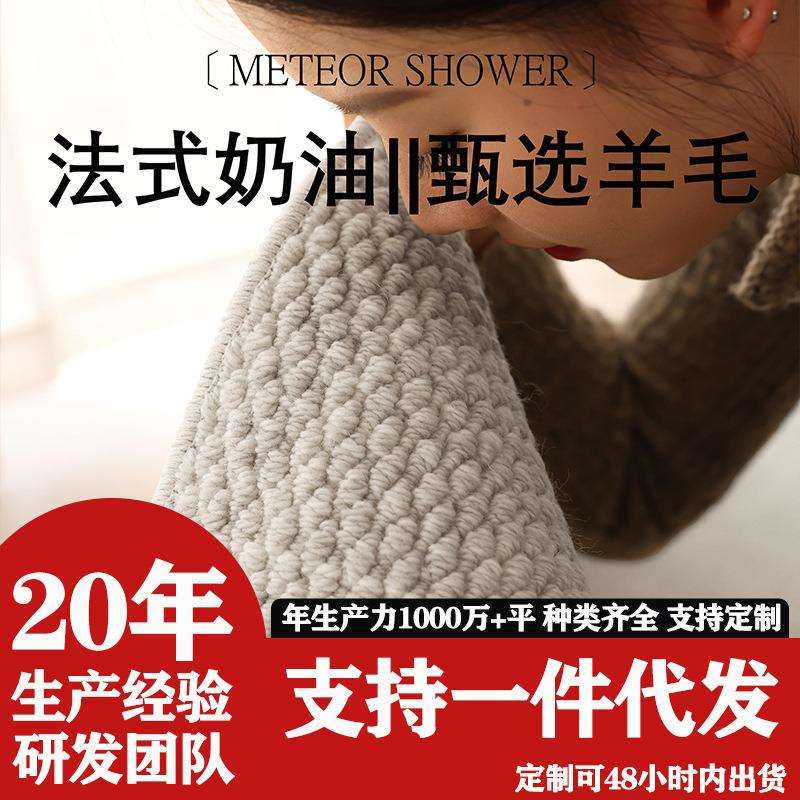 新款进口纯色羊毛日式客厅高级素色地毯现代简约极简轻奢地垫