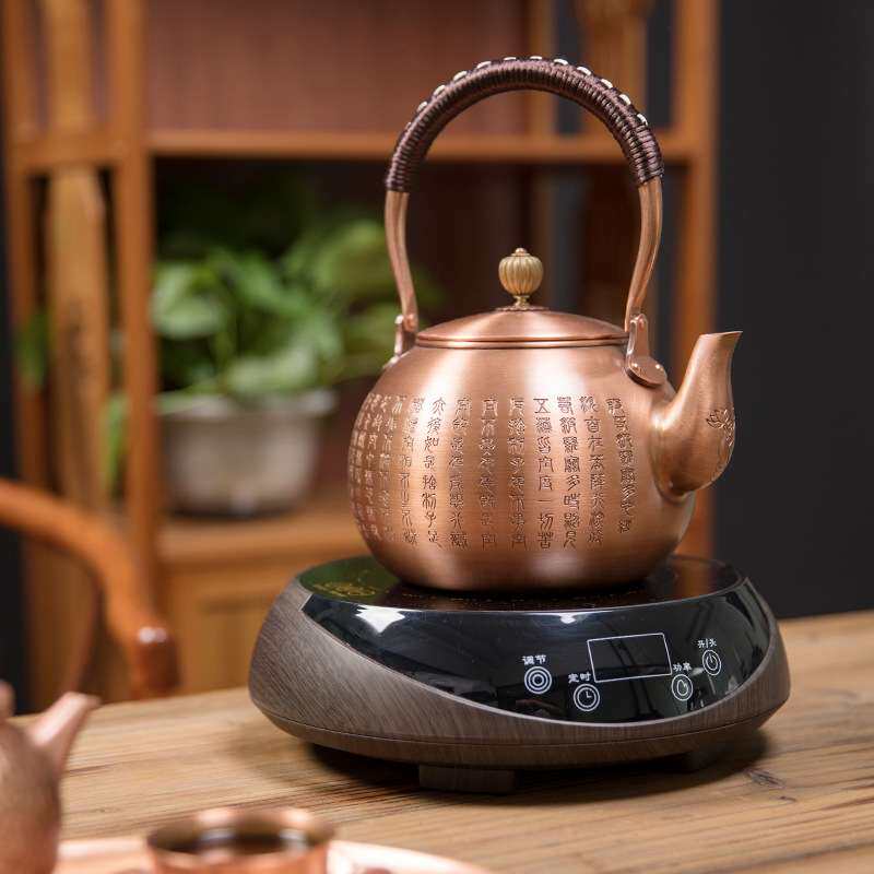铜壶烧水壶纯铜茶壶紫铜煮水煮茶壶手工家用茶具电陶炉套装