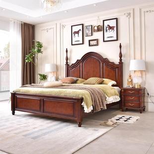 床双人床实木加厚1米8大床简约现代家用主卧室高端复古风美式婚床