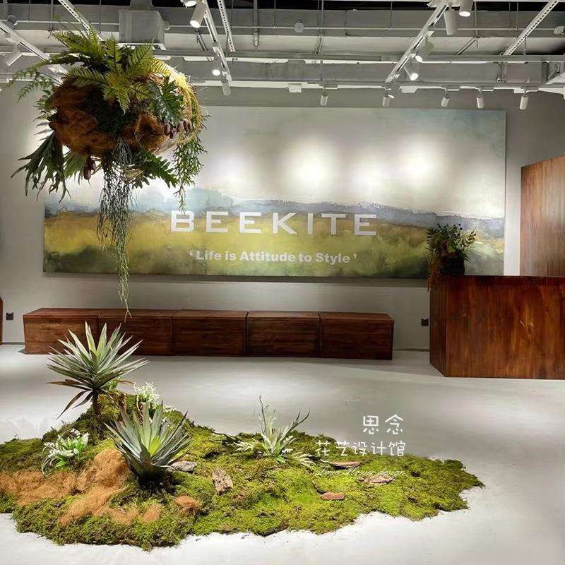 永生苔藓创意造景美陈空间装置艺术景观样板房商场设计仿真花