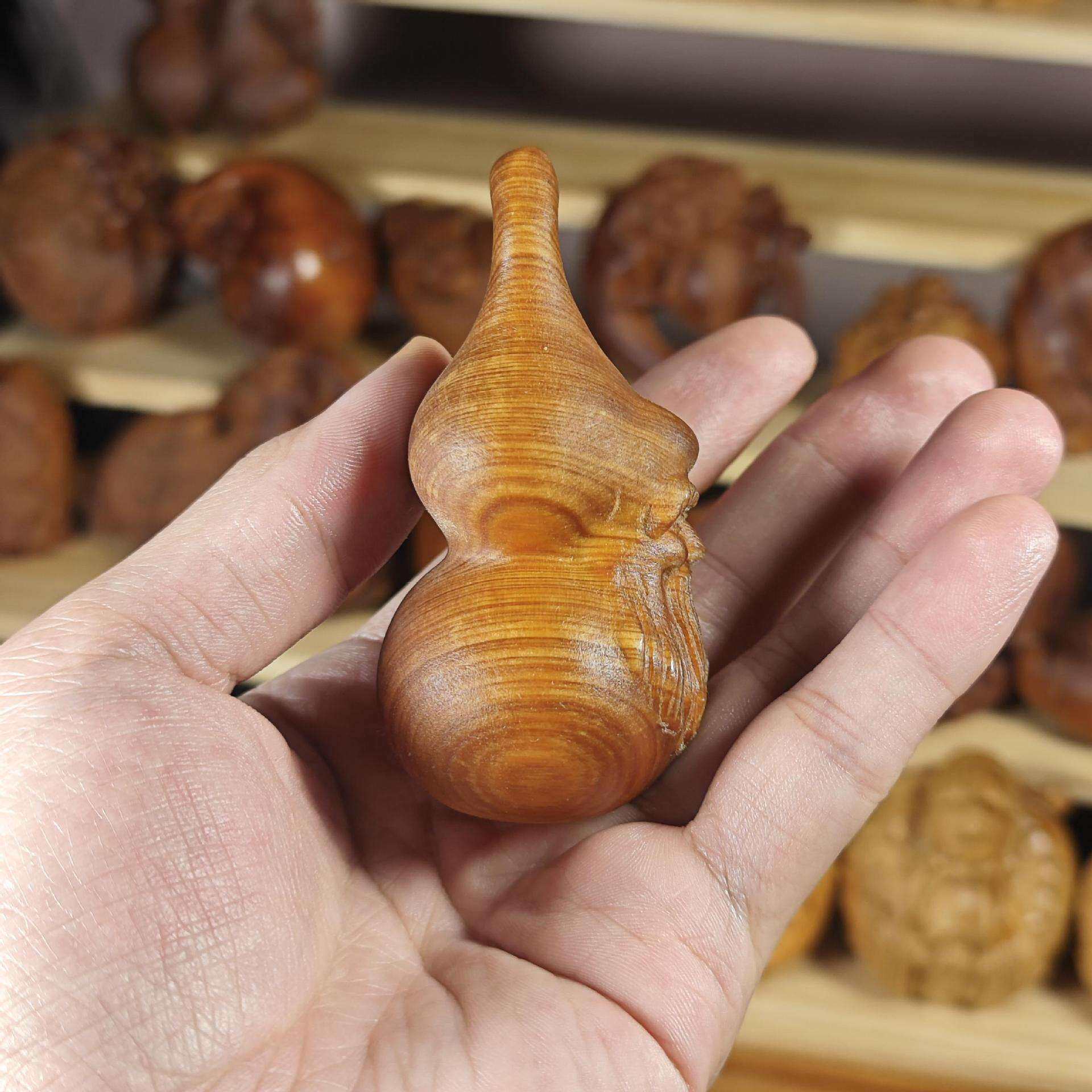 太行崖柏陈化料木雕手把件寿星葫芦木质随身盘玩文玩工艺品