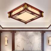 新中式 吸顶灯客厅灯LED长方形卧室仿古灯中国风现代简约实木灯具