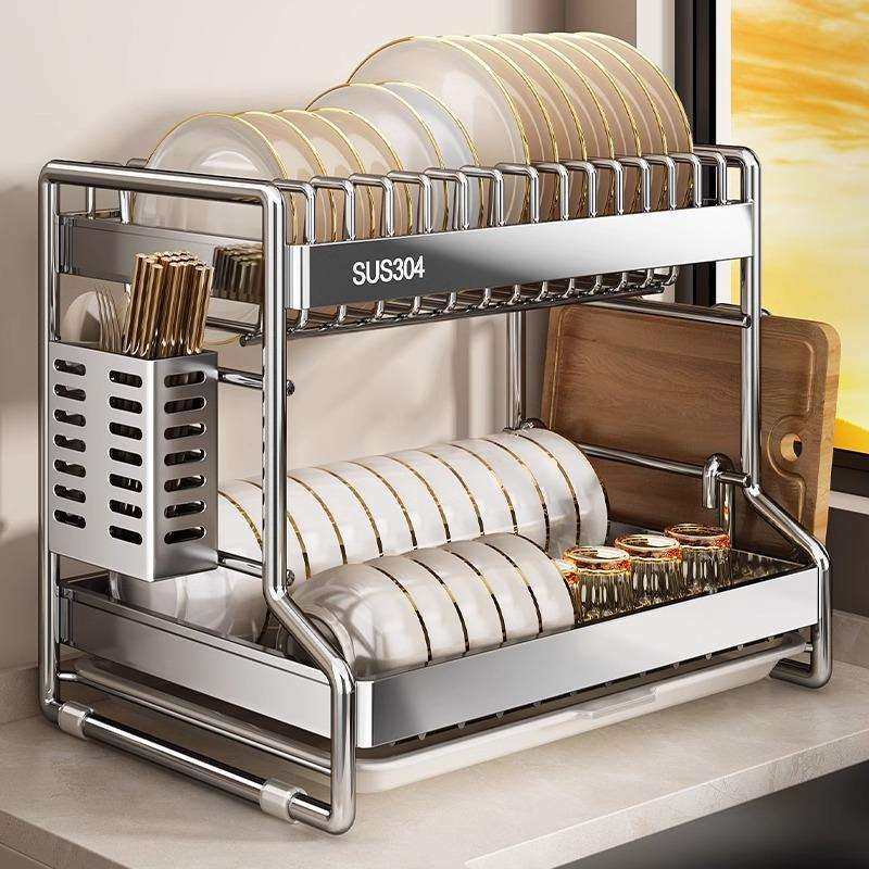 碗碟收纳架碗架沥水架304不锈钢厨房置物架放碗筷盘子多功能碗柜,厨房/烹饪用具,抹布架/厨房清洁收纳架,淘宝优惠券,粉丝福利购,淘宝优惠卷