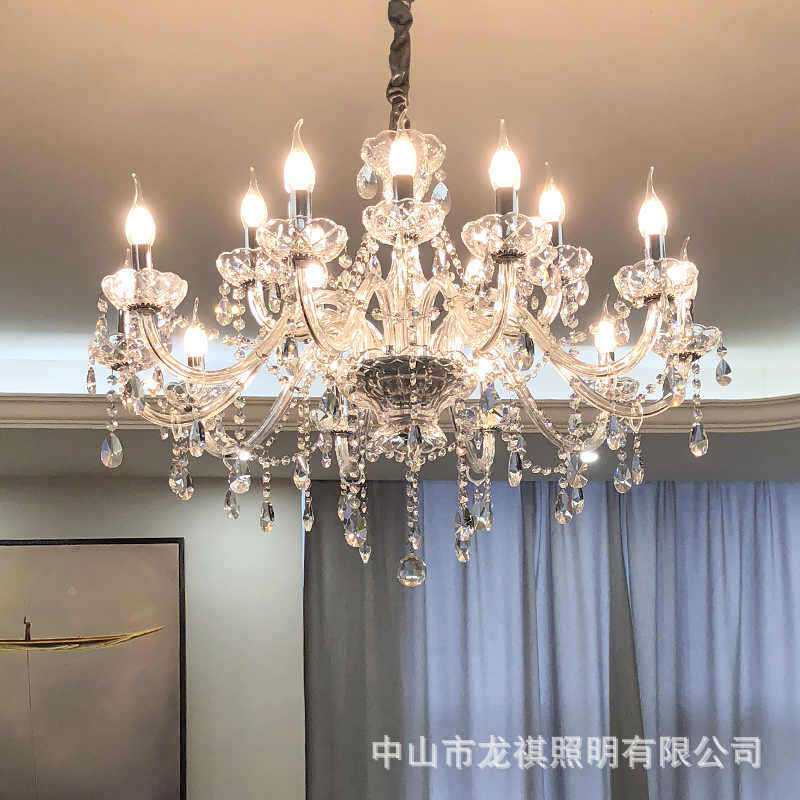 新款简约现代水晶灯吊灯欧式婚庆LED蜡烛卧室餐厅客厅灯具