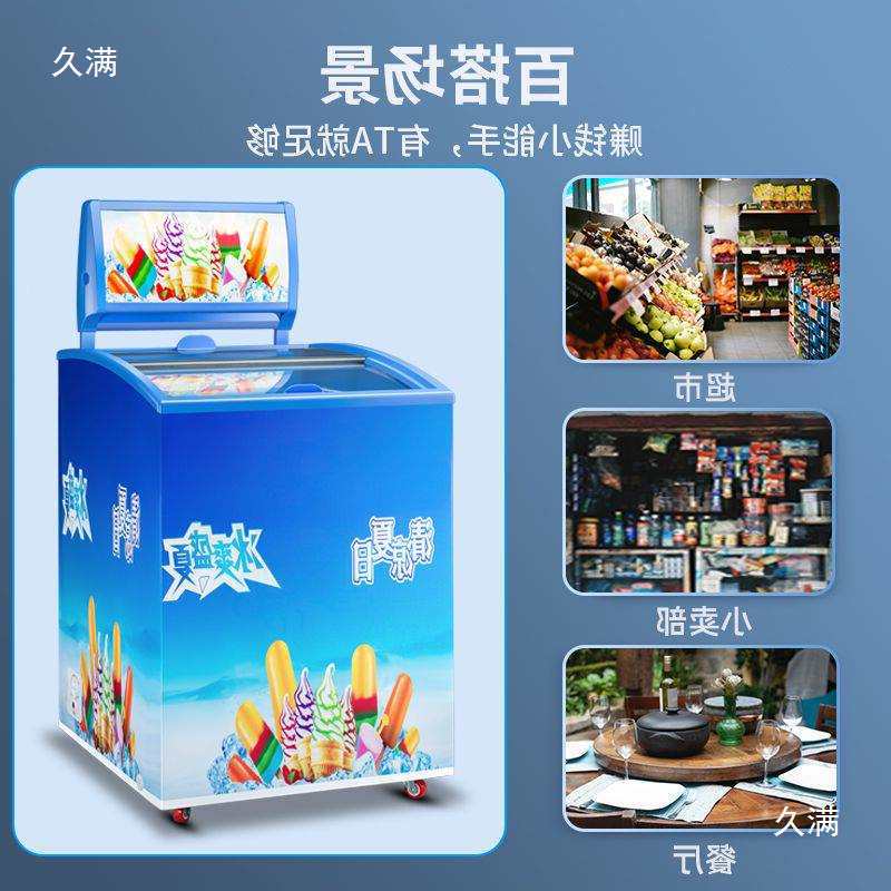 冷柜小型迷你雪糕柜冷冻冷藏商用冰柜冰激凌冷冻柜圆弧带锁展示柜