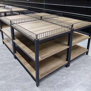 超市促销堆头架钢木促销台饮料粮油地堆陈列展示架三层牛奶促销堆