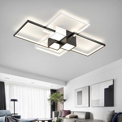 客厅吸顶灯北欧现代简约长方形组合家用大气黑白极简卧室房间灯饰