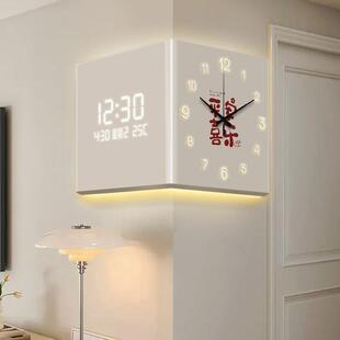 福字转角挂钟客厅电子时钟好寓意中式挂墙时尚家用钟表遥控壁灯画