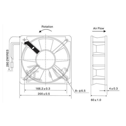 XYLFAN YL20060HBL 380/420V 0.18A 20厘米 220V 散热风机