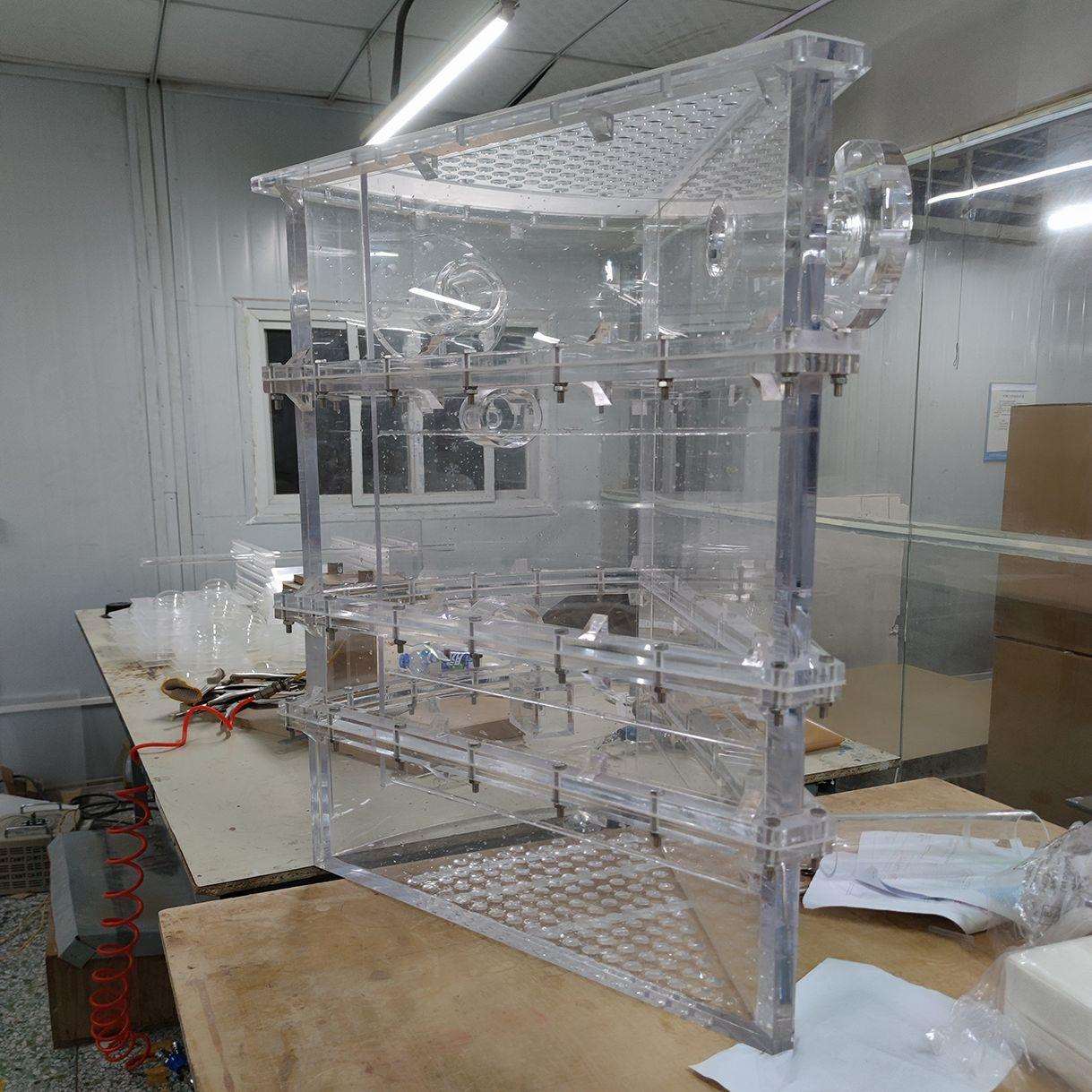 透明亚克力实验仪器多孔法兰有机玻璃实验箱小型管道试验设备