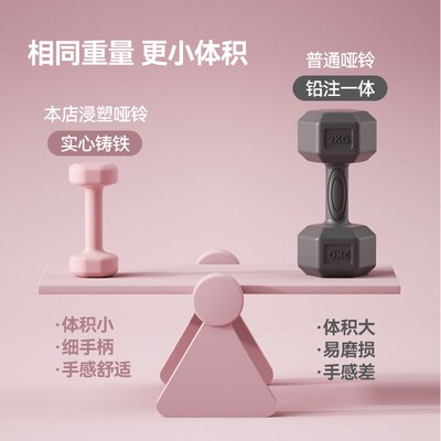 哑铃女士健身家用器材实心铸铁男士小哑铃青少年2kg一对力量