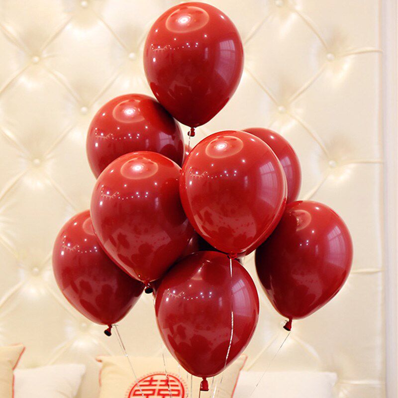 婚房布置节日派对宝石红2.2克双层套球石榴红网红结婚装饰气球