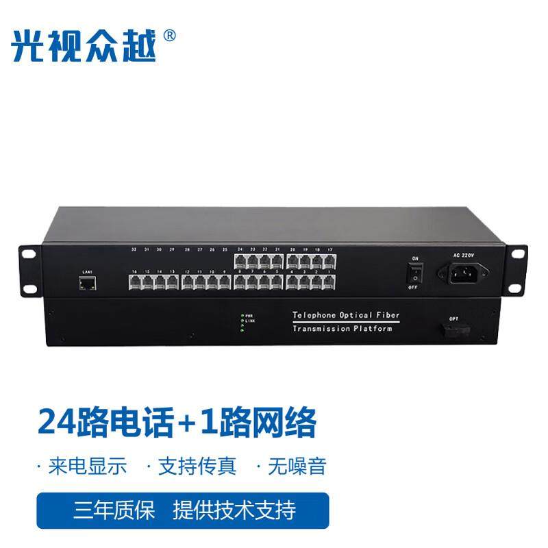 光视众越 电话光端机带网络PCM语音光纤收发器四口八路多门rj11光