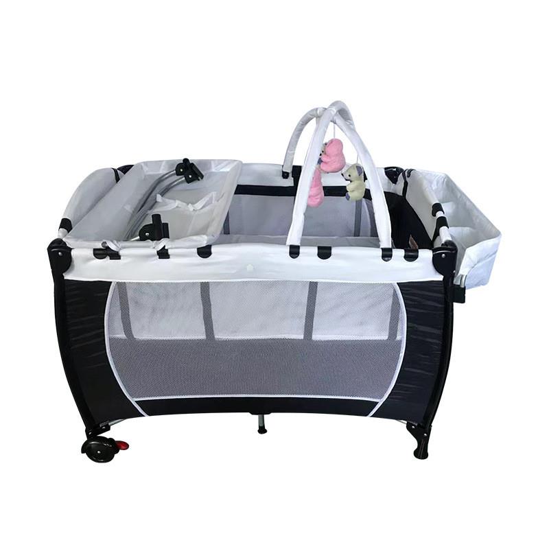 现货折叠婴儿床多功能宝宝护理台睡床双层空间可拆洗婴儿游戏床