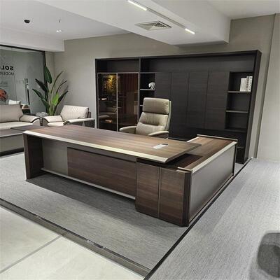 新中式老板桌简约办公桌总裁桌单人办公室家具现代大班台桌椅组合