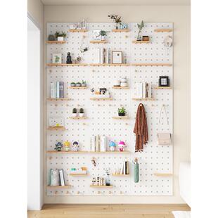 实木洞洞板入户玄关墙上置物架挂板钩配件隔板墙面展示收纳架