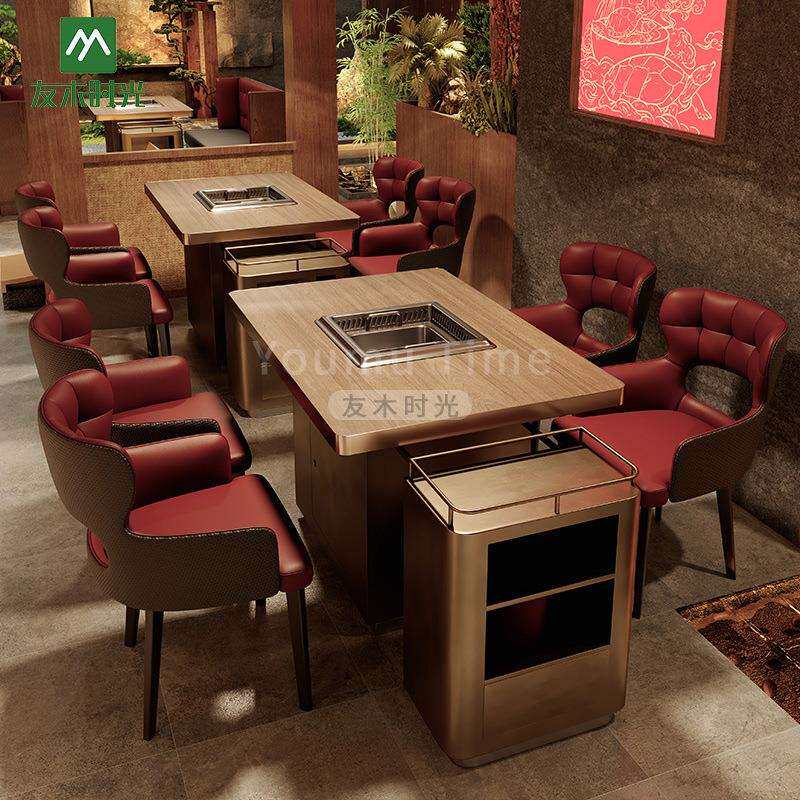 新中式连锁餐厅饭店餐桌椅湘菜馆自助餐厅卡座沙发烤肉火锅店桌椅