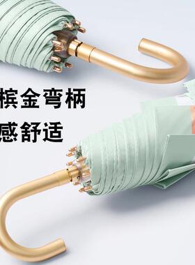 新款小清新彩胶防晒小金钩花色太阳伞女三折叠遮阳雨伞厂家现货