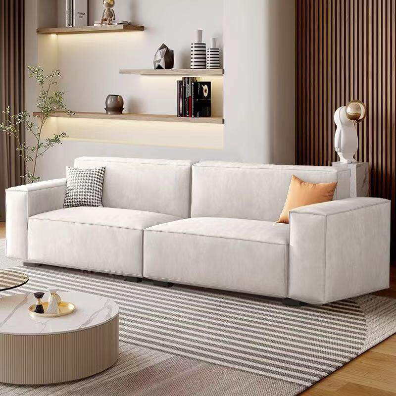 奶油风布艺沙发客厅2025新款小户型简约现代直排科技布豆腐块沙发