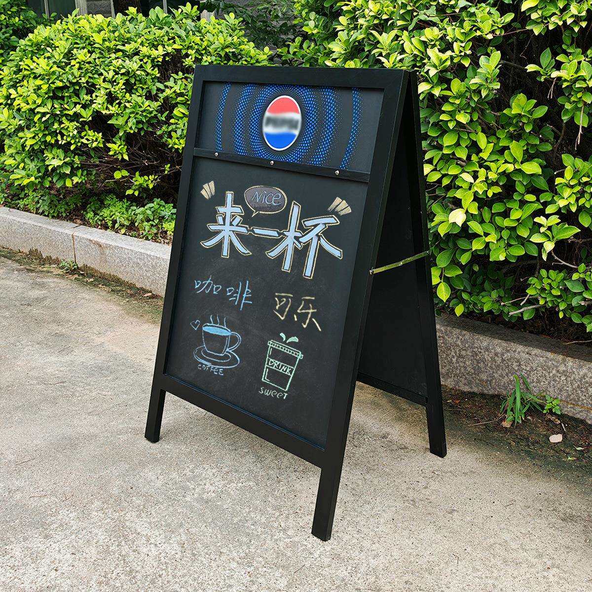 黑色木框双面支架黑板商店酒吧咖啡店商品价目促销广告展示广告牌