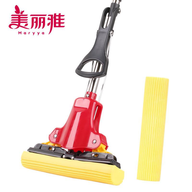 美丽雅 合家欢胶棉地拖 4面挤水拖把 对折挤水地拖厂家直供网销版