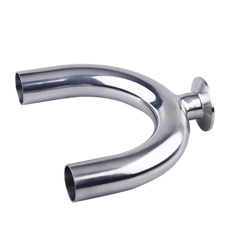 304不锈钢单卡U型三通卫生级180度快装三通51卡箍式U型卡盘接头38