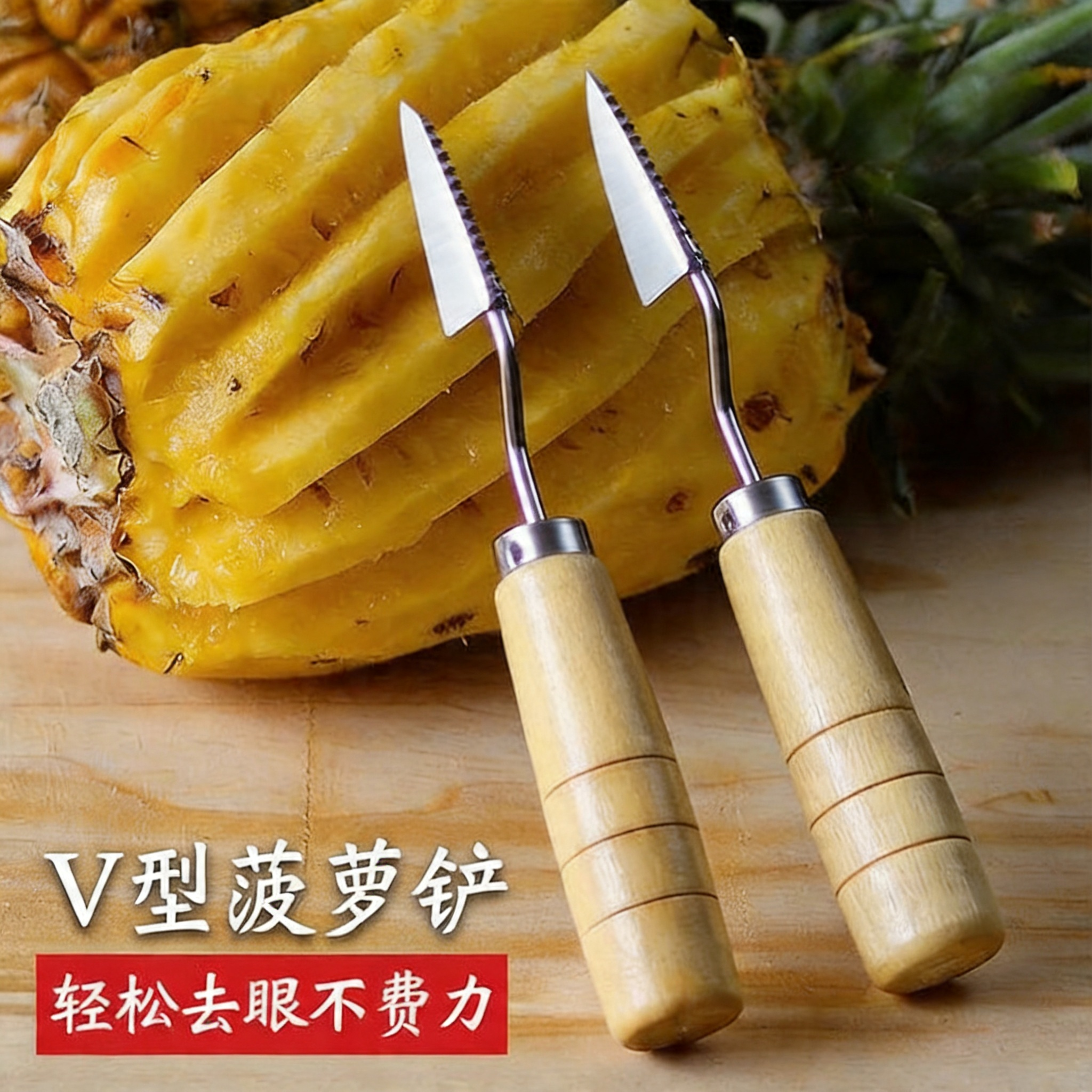 德国菠萝专用刀去眼器削菠萝神器菠萝V型铲子凤梨刀挖眼去皮工具