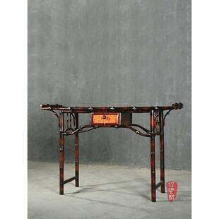 中式大漆筇竹家具竹编玄关桌条案入户供桌香案玄关柜彷古案桌案几