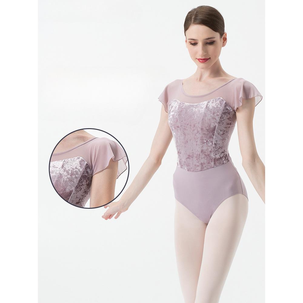 小飞袖拼丝绒公主线体服舞蹈服芭蕾舞练功服体操形体服成人新款