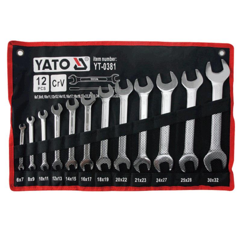 易尔拓（YATO）YT-0381双开口扳手套装呆扳手铬钒钢12件套6-32mm