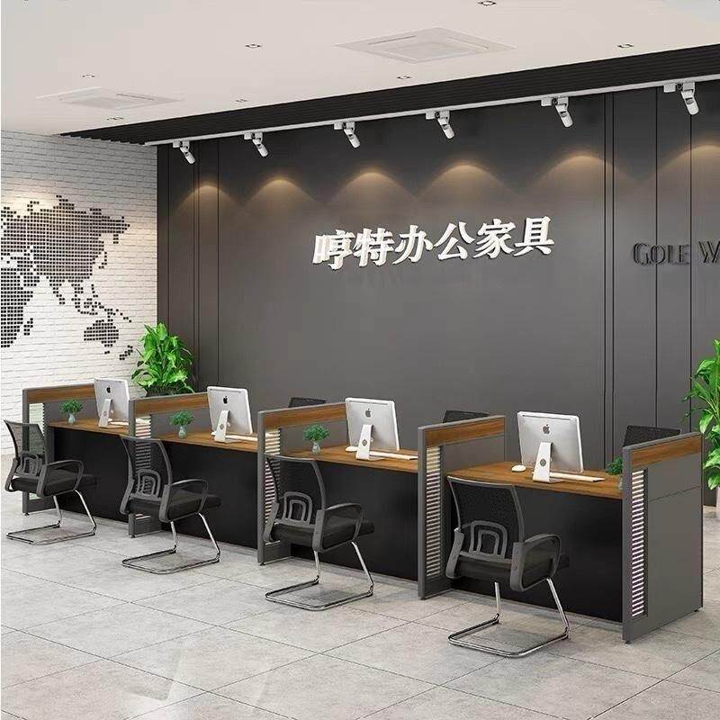 新款简约轻奢办公桌银行员工位签约桌椅接待屏风隔断组合卡座桌位