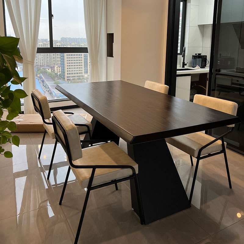 意式极简实木餐桌椅组合家用休闲长条饭桌子设计师原木大气网红桌