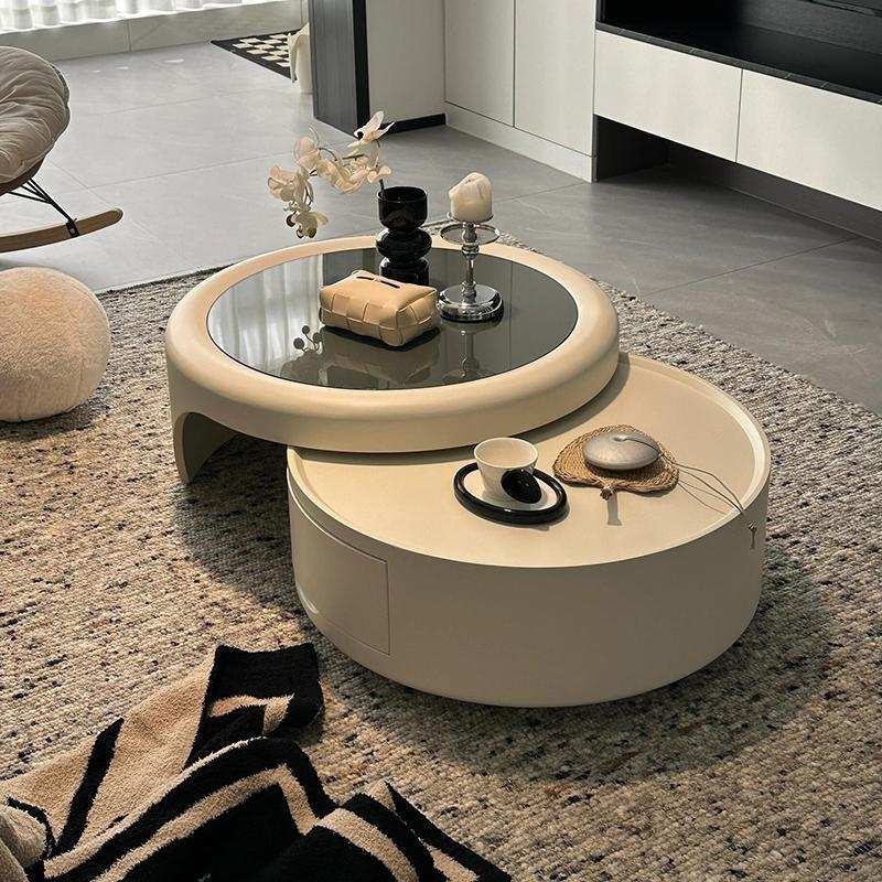 2024新款网红法式茶几客厅家用小户型感奶油风圆形轻奢茶几