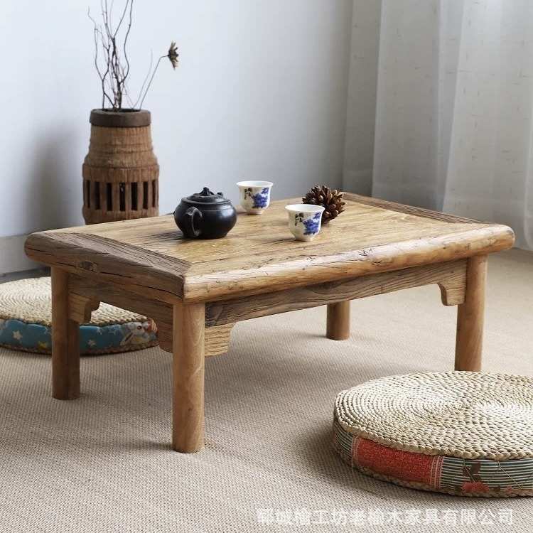 中式老榆木茶几卧室榻榻米小炕桌飘窗阳台茶桌榆木喝茶看书桌