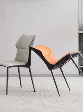 佛山厂家生产家用轻奢餐桌椅猫抓皮橙色靠背椅凳子酒店网红椅子