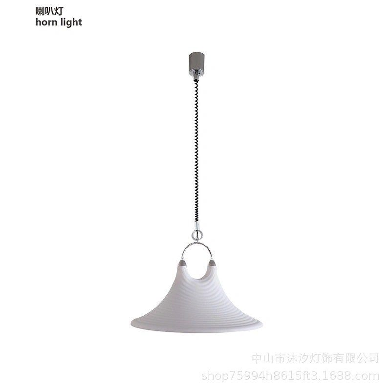 中古喇叭餐厅吊灯创意个性艺术吧台灯氛围感可调节升降彩绘书房灯