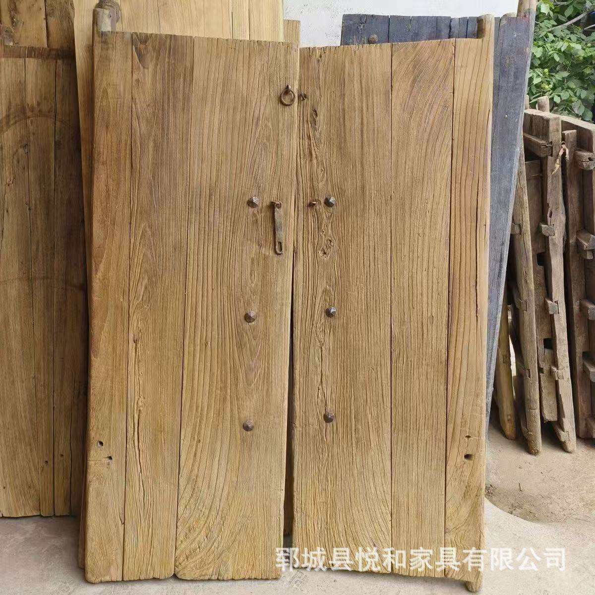 老榆木乡村庭院大门实木别墅进户门茶楼自建房门平推式老式大门