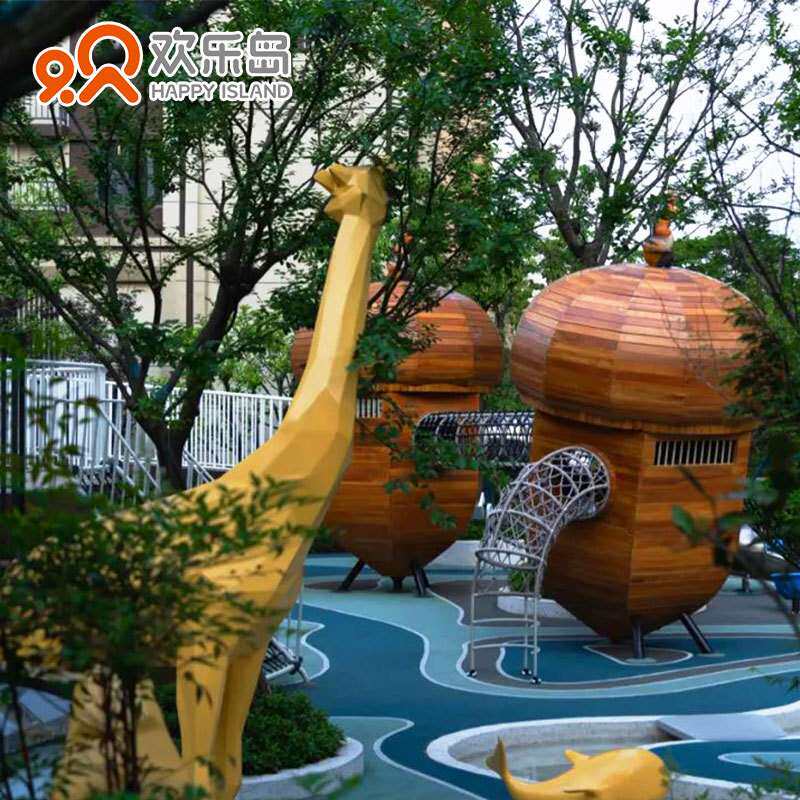 橡果主题无动力乐园设计小区儿童不锈钢滑梯公园景区游乐设备厂家
