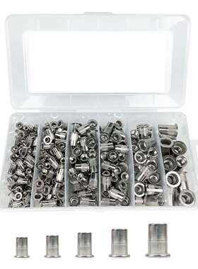 跨境228PCS盒装 英制5种尺寸 304不锈钢螺纹铆钉螺母组合套件
