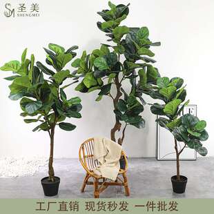 仿真琴叶榕树北欧绿植家居室内装饰摆件琴叶榕仿真假树绿植盆景