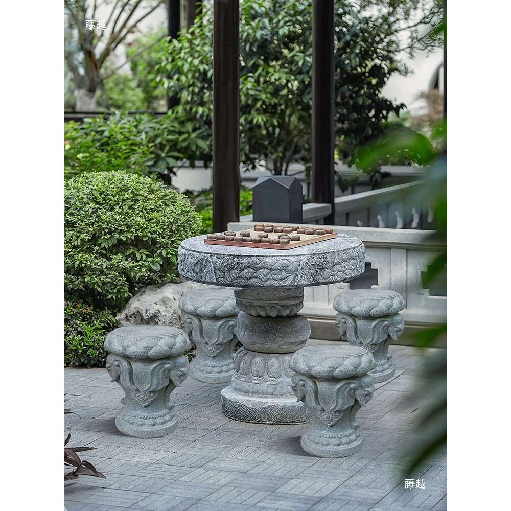 中式户外仿石墩凳子庭院花园布置造景小盆栽底座阳台装饰摆件