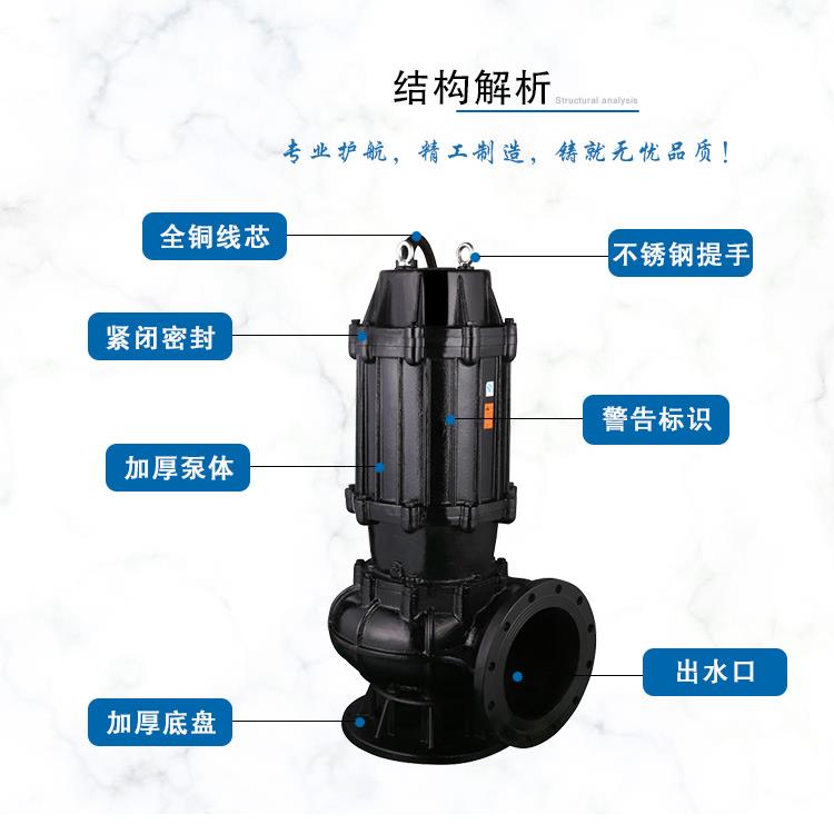 四极潜水排污泵大功率高扬程无堵塞大流量工程泥浆抽水泵污水泵