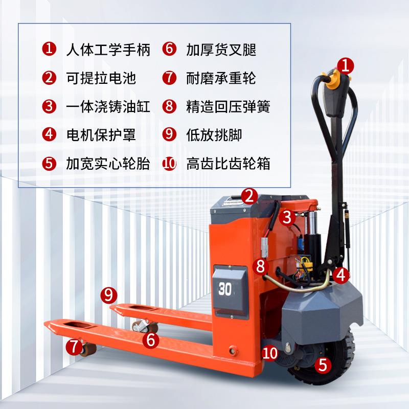 全电动搬运车越野轮山地型工地吨装卸货神器托盘液压叉车地牛