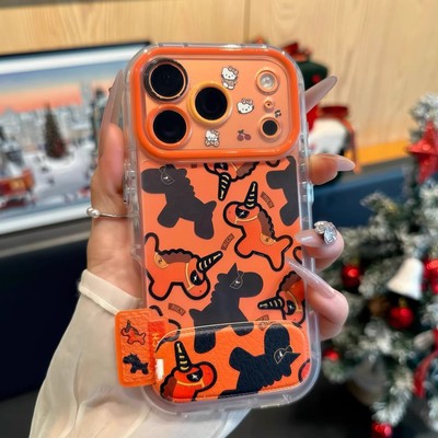 橙色双马手机壳iqooneo7新年高级爱酷neo6适用马年vivoiqooneo5活力版本命年5s新款3全包855防摔支架男女喜庆