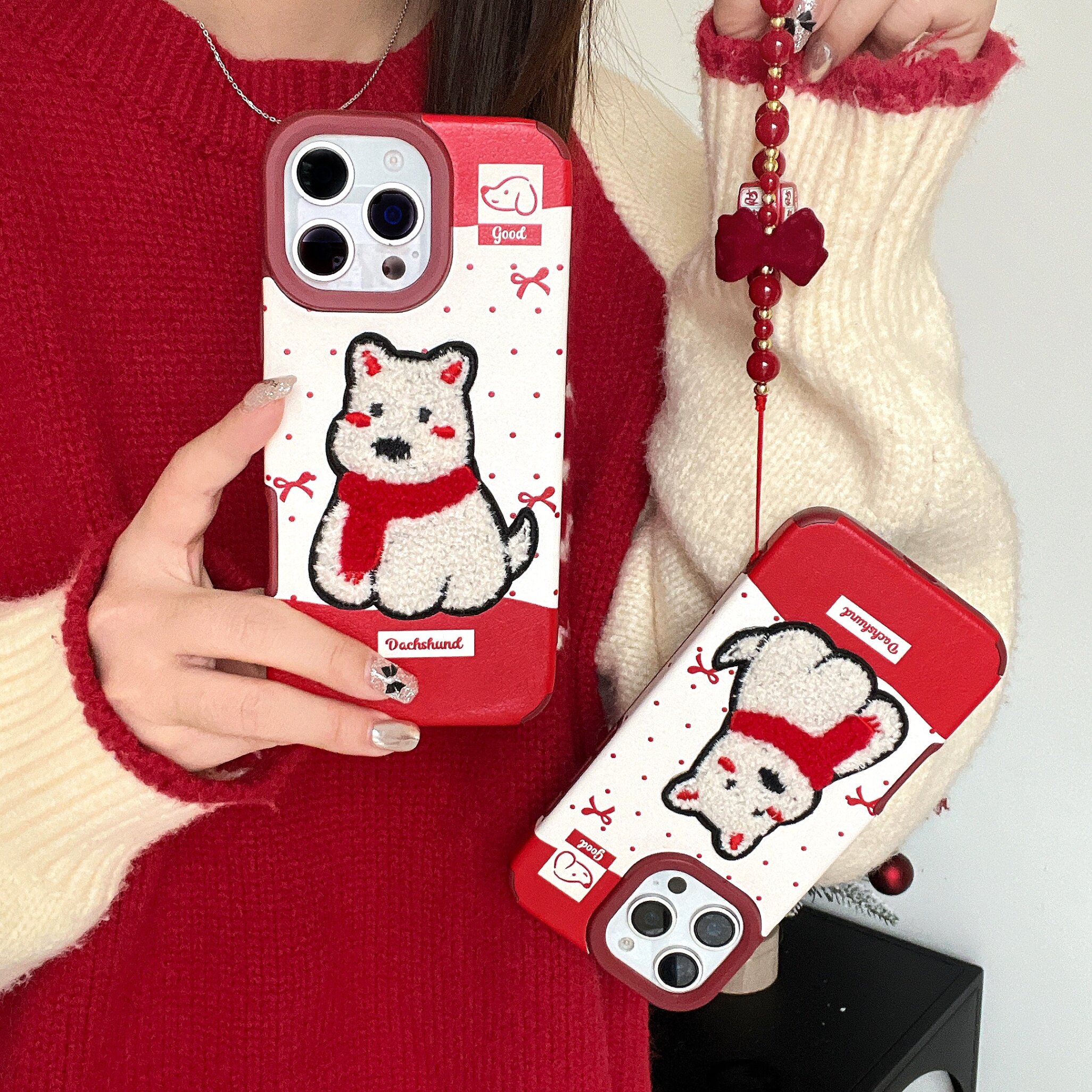 原创大红可爱甜妹全包软壳防摔