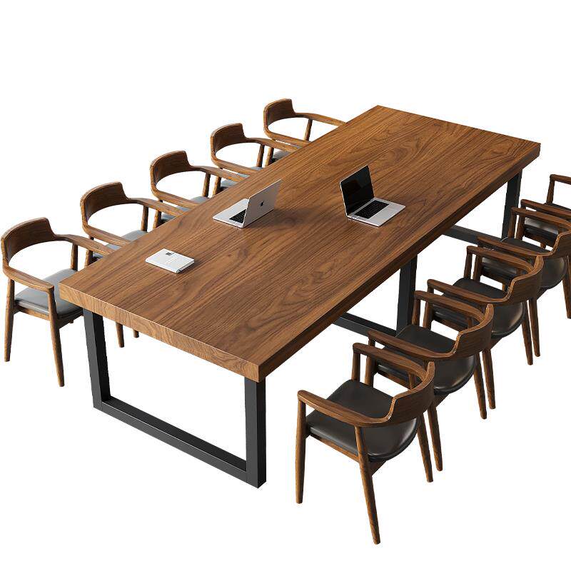 实木会议桌长桌简约现代长条大板桌会议室长方形办公洽谈电脑书桌